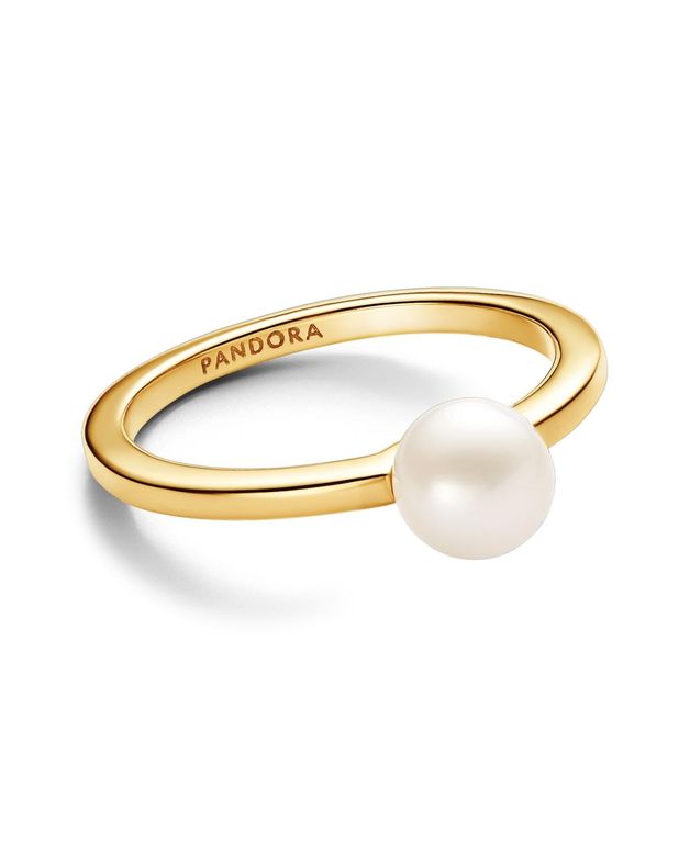 14k -plated Timeless Treated Freshwater Cultured Pearl Ring - Metallic - Pandora Rings