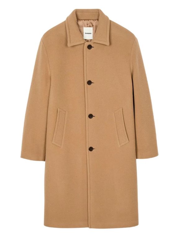 Buttoned Wool Coat - Natural - Sandro Coats