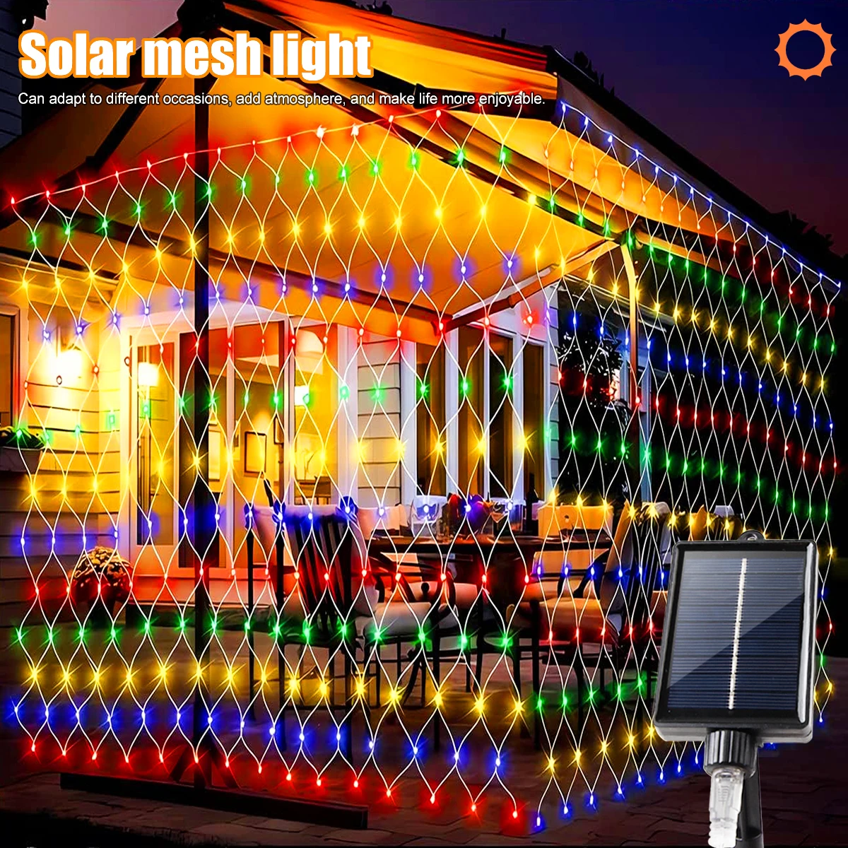 Solar Net Lichter Im Freien Wasserdichte Mesh Lichter 200LED/100LED Für Outdoor Garten Terrasse Wand Dach Balkon Mall landschaft Dekor Image