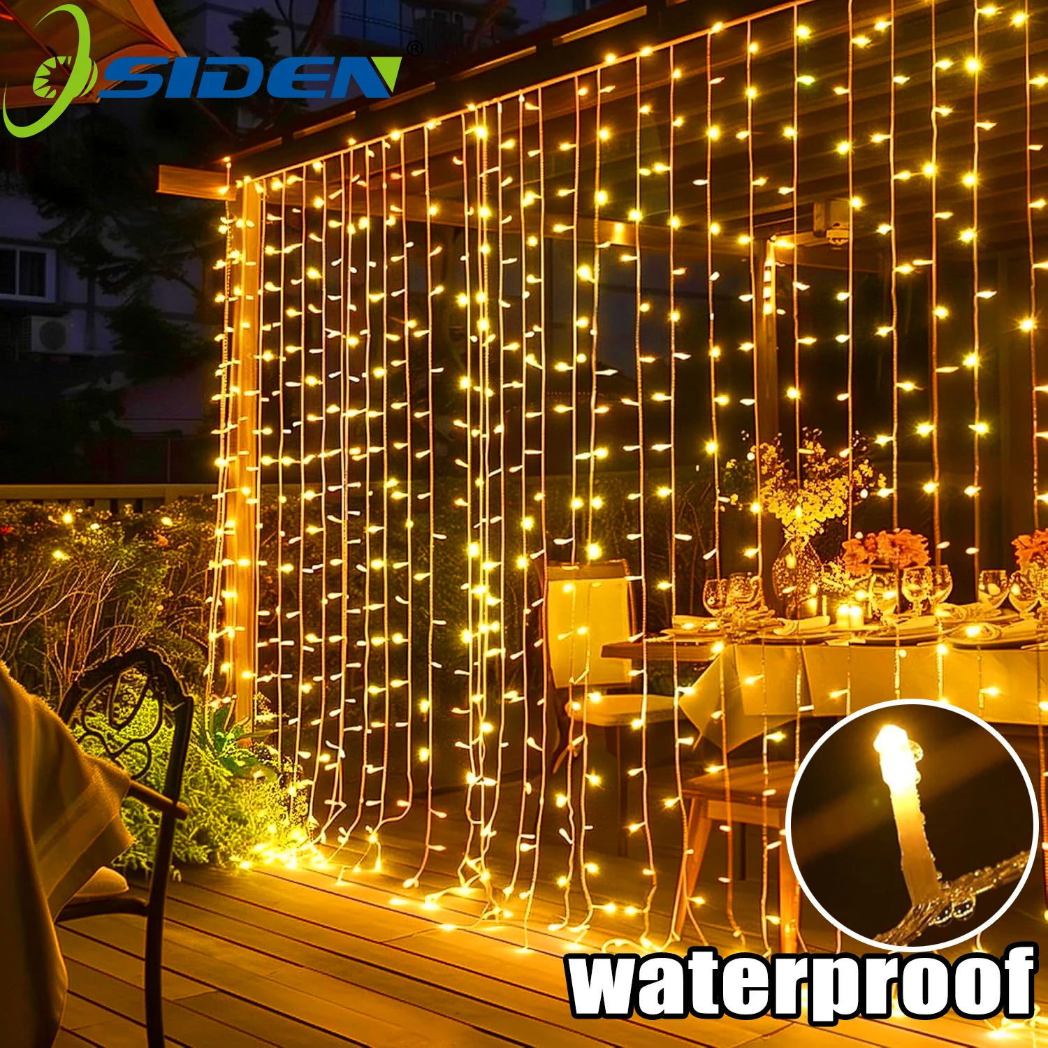 300 LED Vorhang Lichter Fee Eiszapfen Lichterkette 8 Modus für Weihnachten Party Hochzeit Garten Dekoration Urlaub Lichterkette