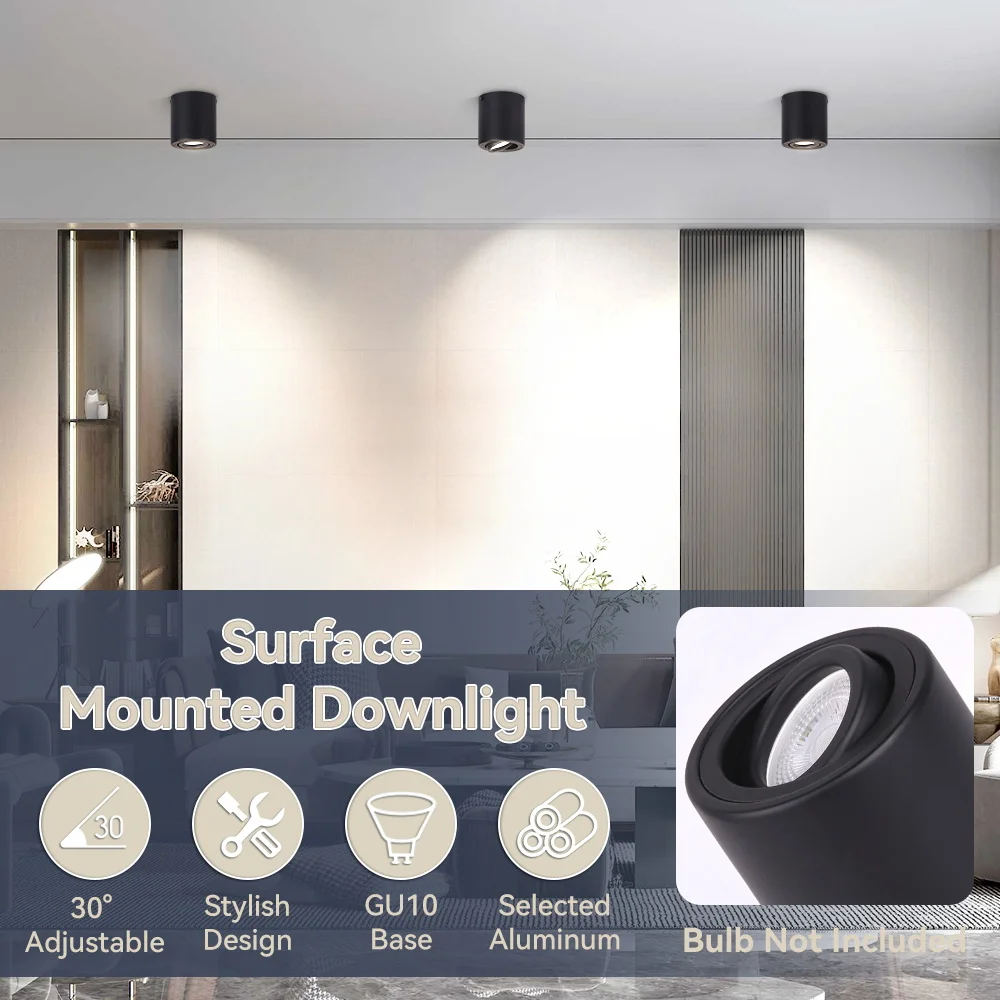 Spotlight GU10 Deckenbeleuchtung, verstellbarer Winkel, LED-Spot-Lampen, 110 V, 220 V, LED-Aufbaustrahler für Wohnzimmer, Schlafzimmer