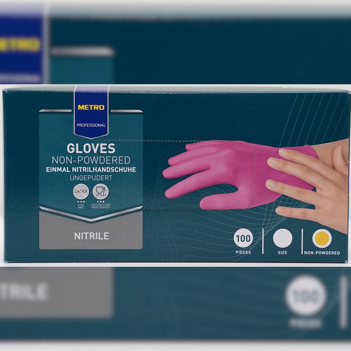 METRO PROFESSIONAL Einmalhandschuhe, Nitril, ungepudert, Größe S, rot, 100 Stück Image