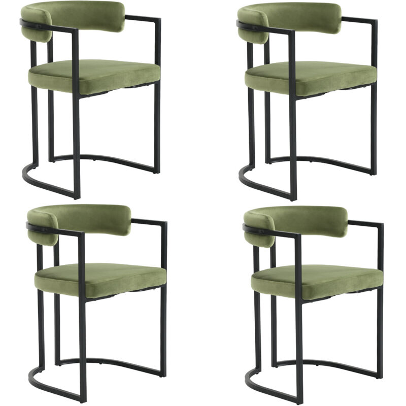 Set Di 4 Sedie Da Pranzo In Velluto Sedie Da Cucina Moderne Con Struttura In Metallo Sedie Da Salotto Per Soggiorno, Verde
