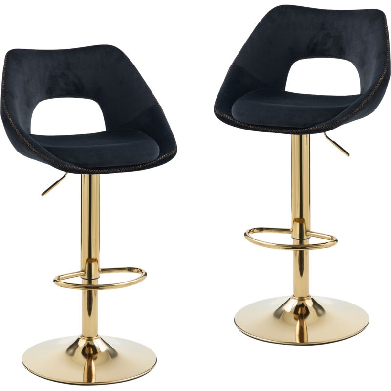 Wahson Set Di 2 Sgabelli Da Bar In Velluto, Sgabelli Alti Cucina Con Schienale Sedie Da Bar Regolabile E Girevole Per Cucina Penisola, Nero