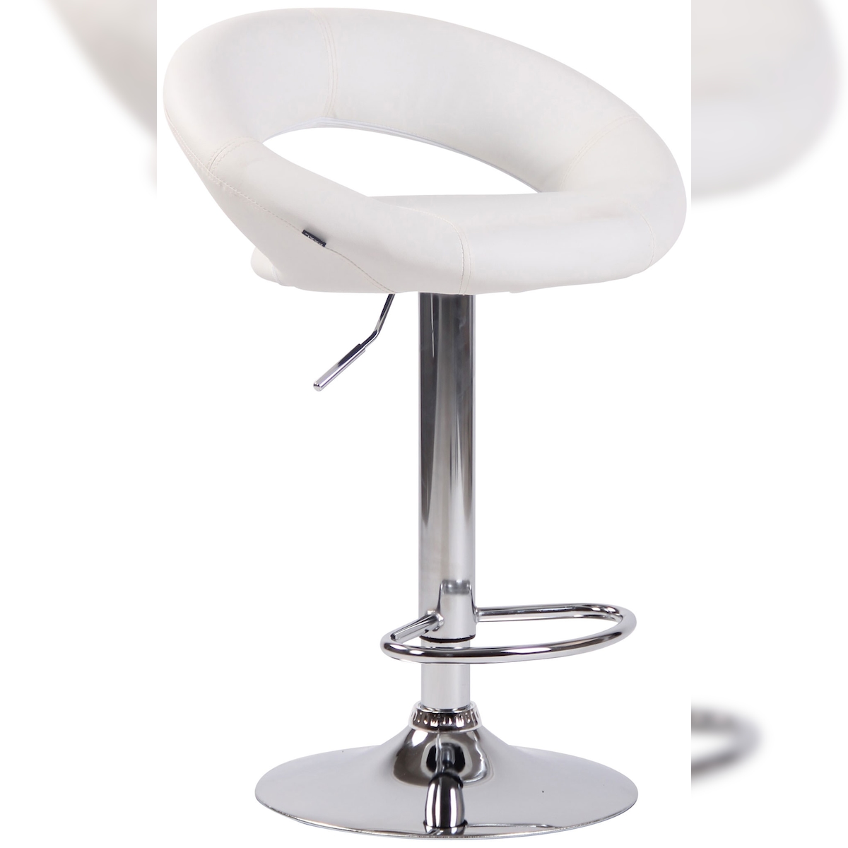 DELUKE Barhocker MEKIM - Kunstleder Weiß 53x47x80 cm Silber | Barstuhl Höhenverstellbar Mit Lehne Drehbar Tresenhocker Tresenstuhl Kneipenhocker Kneipenstuhl Image