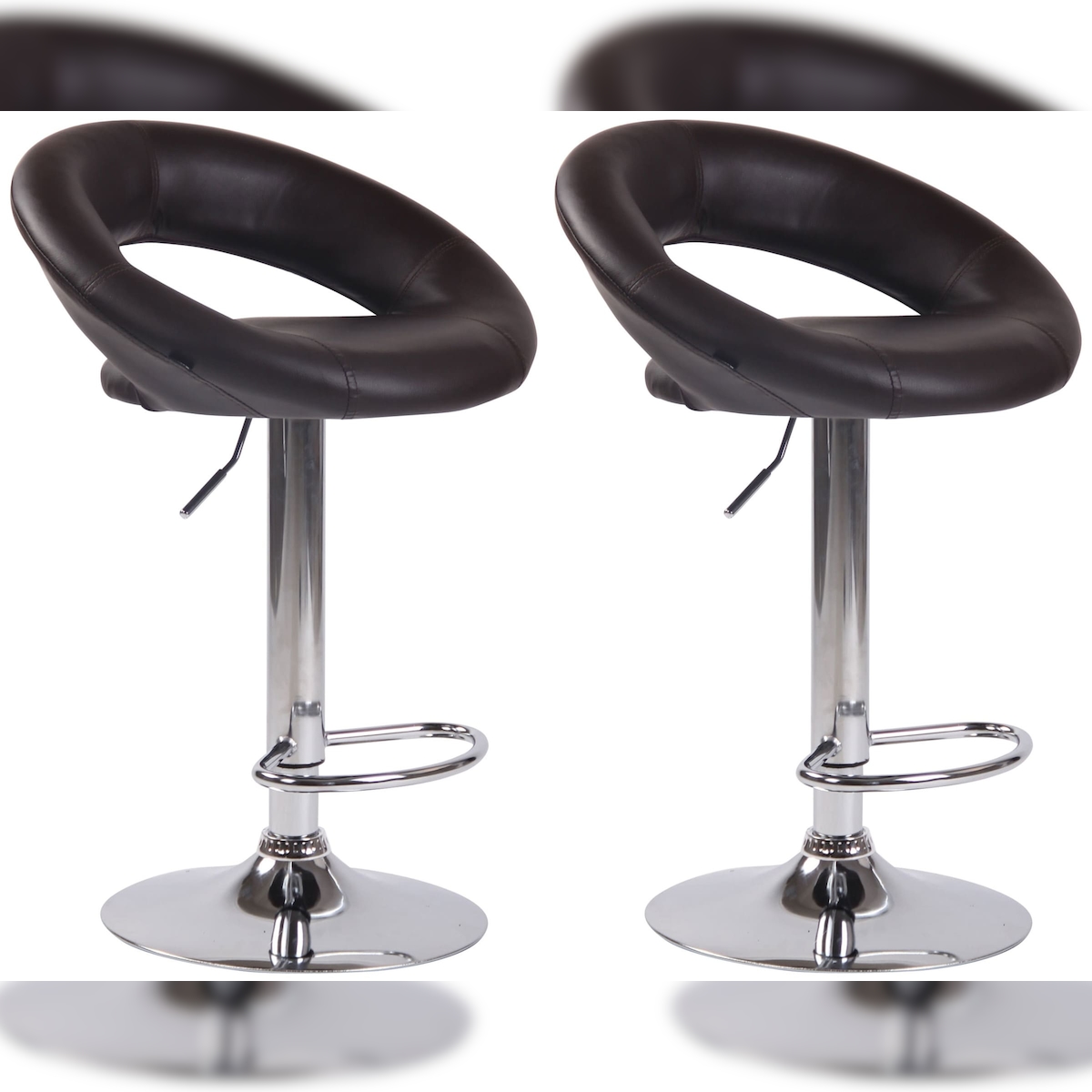 DELUKE 2er Set Barhocker MEKIM - Kunstleder Braun 53x47x80 cm Silber | Barstuhl Höhenverstellbar Mit Lehne Drehbar Tresenhocker Tresenstuhl Kneipenhocker Image