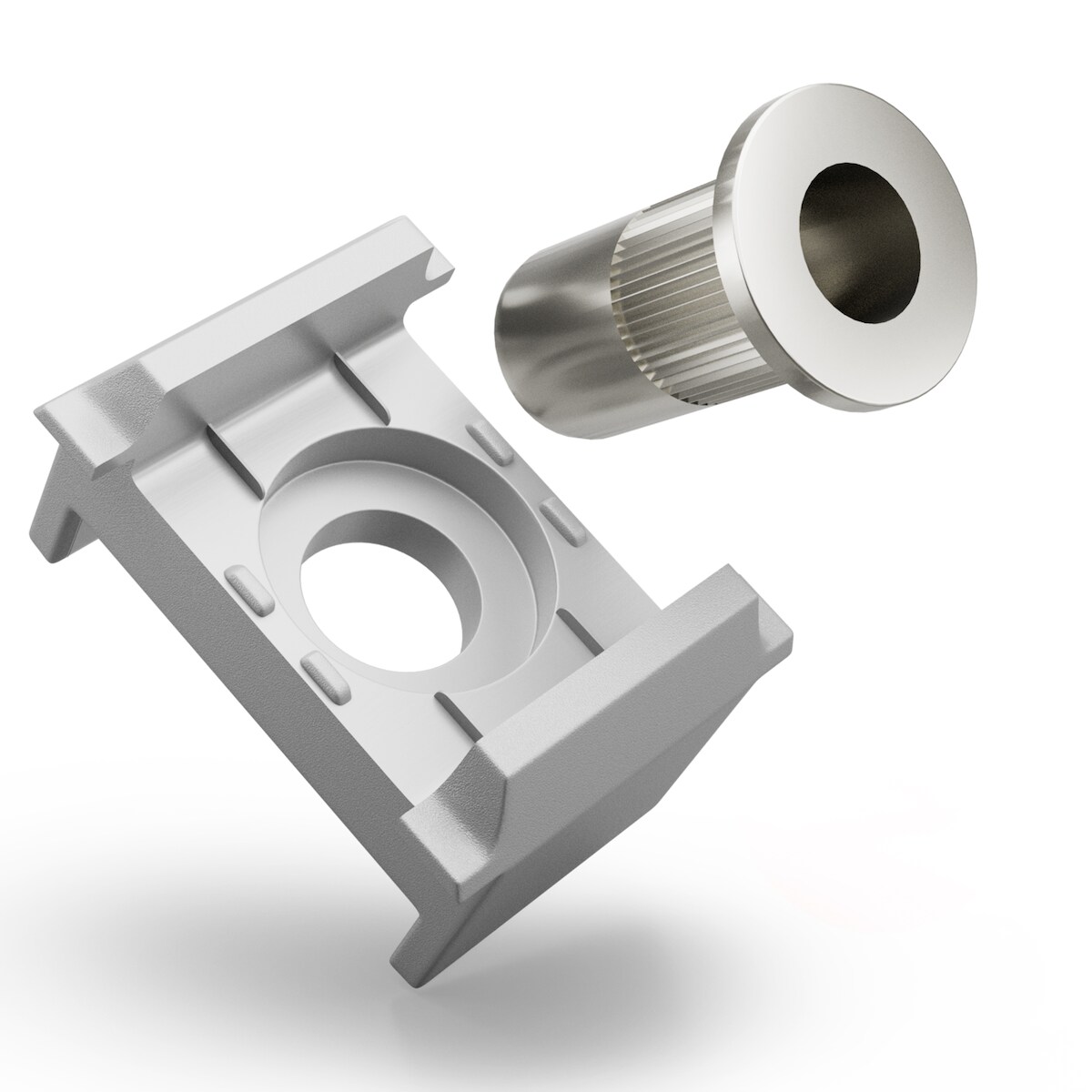 Qualinos 50x Silber (9006) Ersatzteil-Set für Doppelstabmatten Klemmbock 40mm und V2A Nietmutter ohne Schraube Image