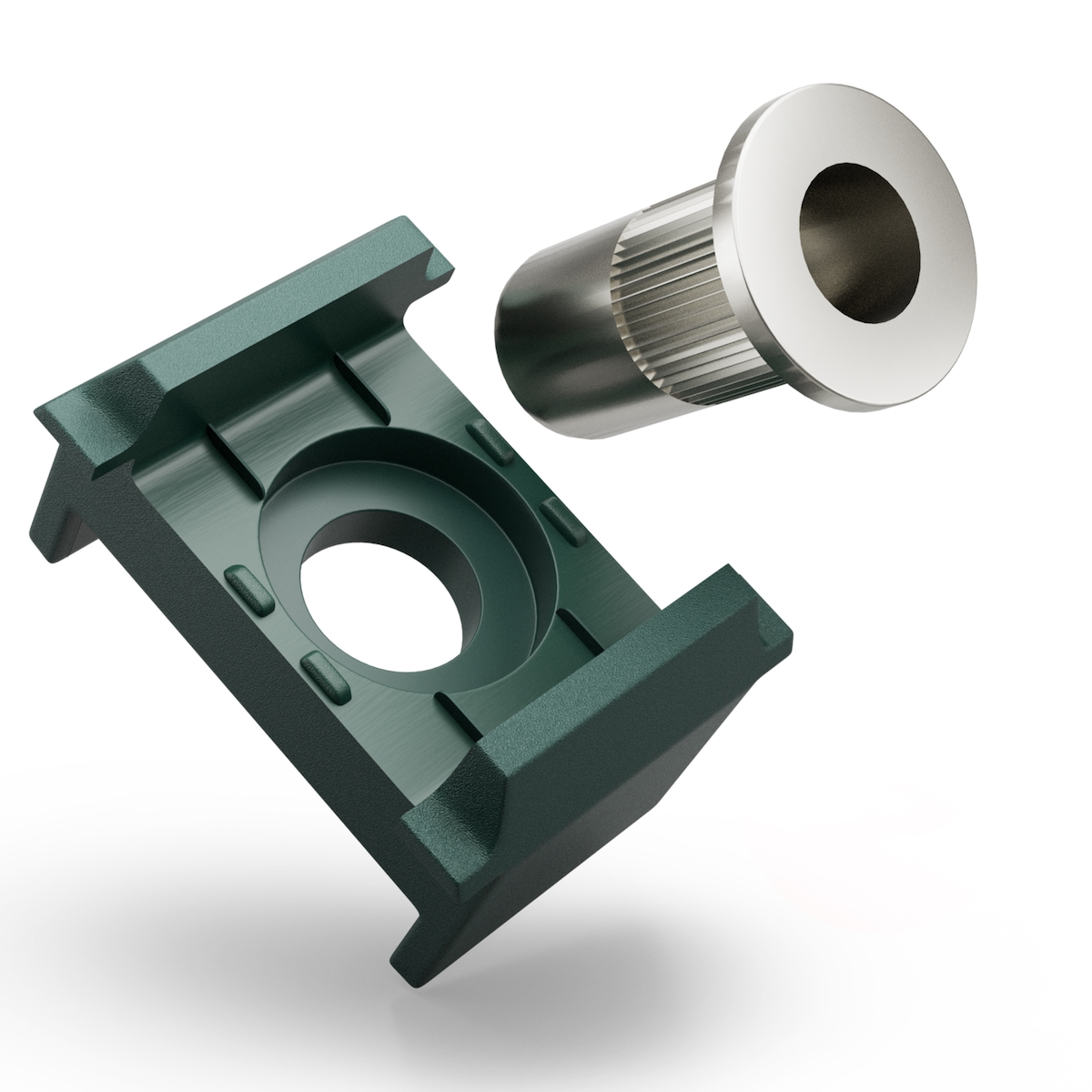 Qualinos 10x Grün (6005) Ersatzteil-Set für Doppelstabmatten Klemmbock 40mm und V2A Nietmutter ohne Schraube Image