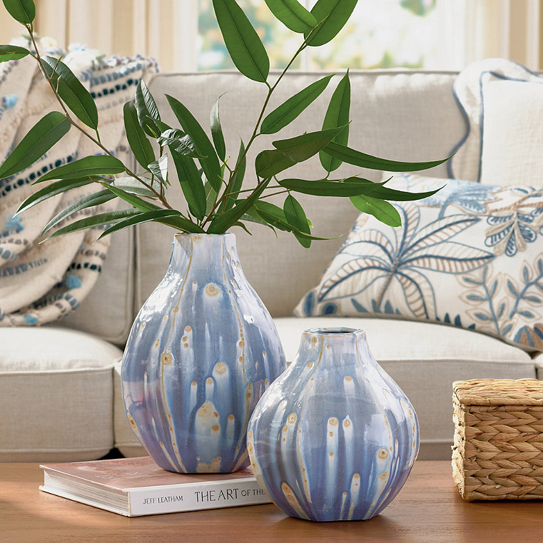 Azure Ceramic Vase - 9" H - Grandin Road