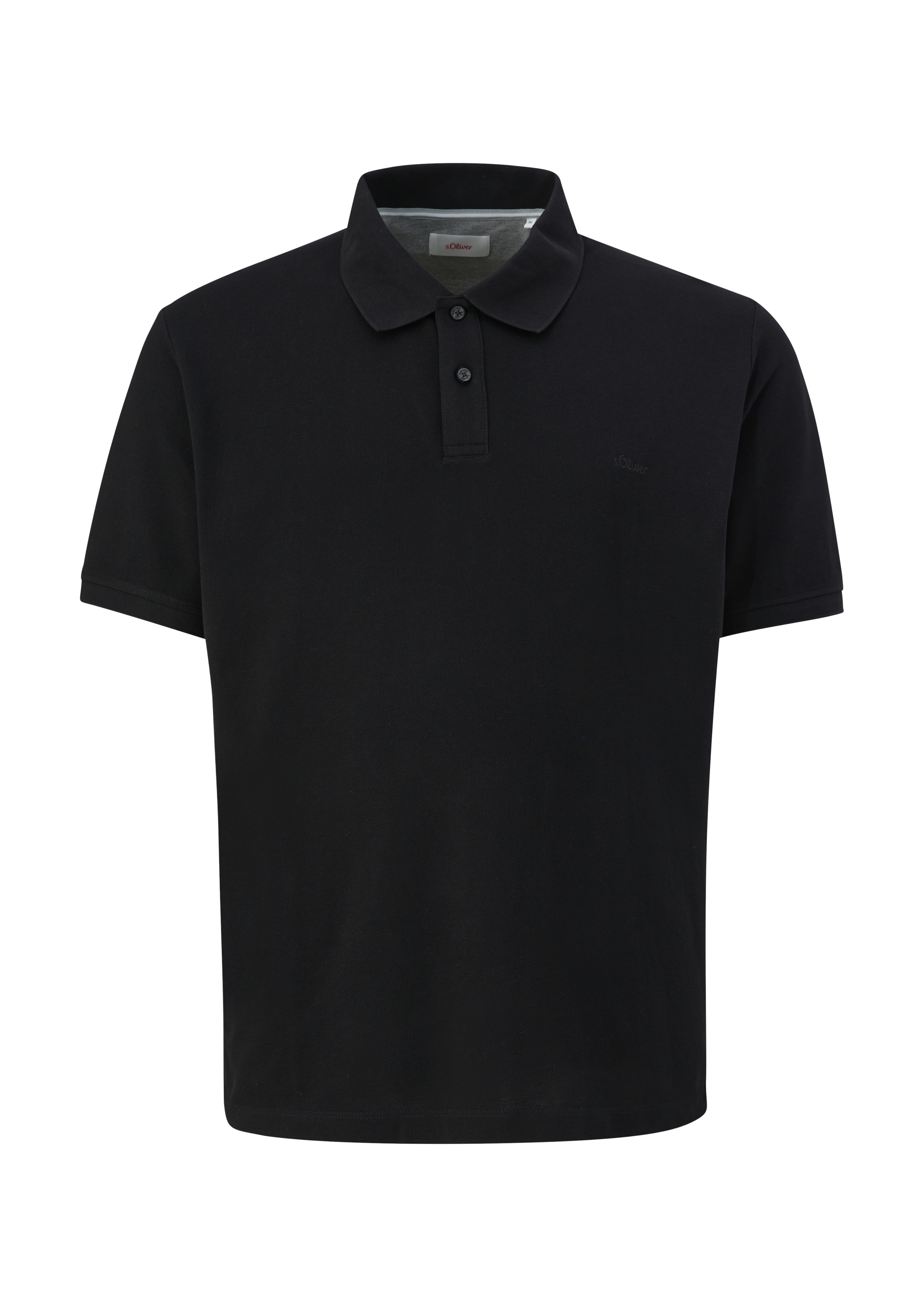 Poloshirt, Herren, Gr. 5XL, schwarz, Piqué, Obermaterial: 100% Baumwolle, S.OLIVER MEN BIG SIZES, unifarben, normal hüftbedeckend, Rundhals, Bündchen, Shirts, Kurzarm-Polo aus Baumwolle - Große Größen
