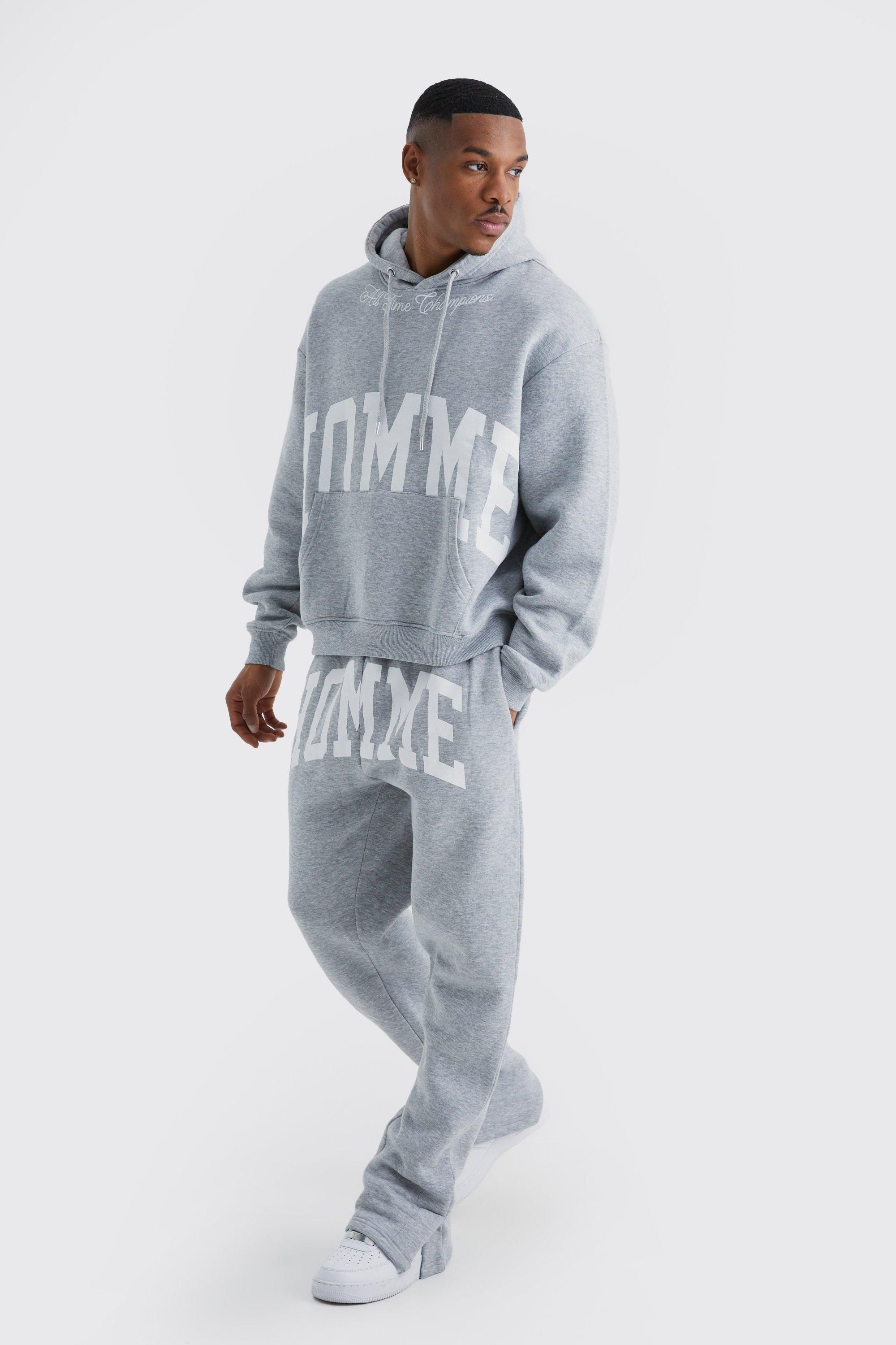 Boohooman Mens Oversized Boxy Split Hem Homme Tracksuit - Grey - Size Large | Boohooman Sale | Discount Designer Brands
