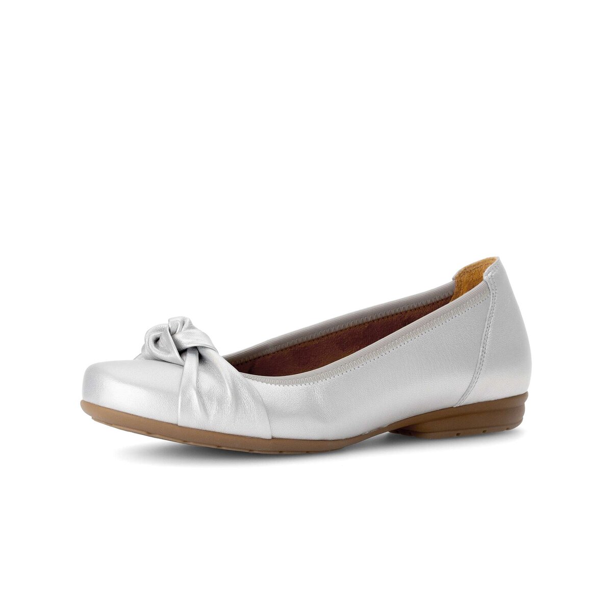 Ballerina GABOR "Sportliche Ballerina Effektleder", Damen, Gr. 38,5, silber, Schuhe Ballerina
