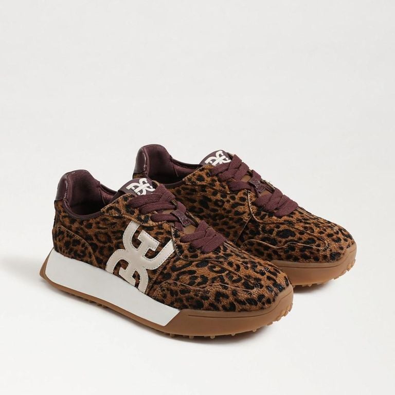 Langley Lace Up Sneaker Leopard Calf Hair/Leather - Brown - Sam Edelman Sneakers