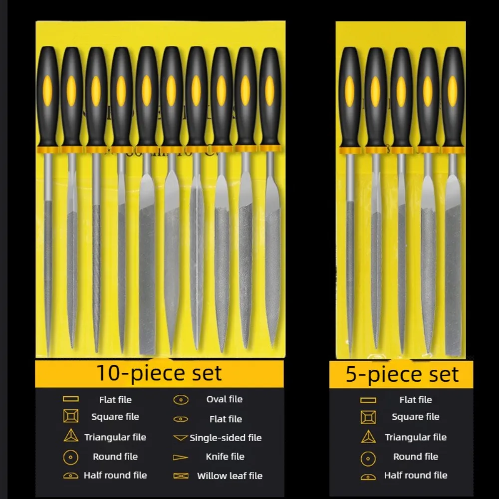 5/10-teiliges Präzisionsfeilen-Set aus legiertem Stahl, rund, halbrund, flach, quadratisch, dreieckig, Feilen für Metall, Holzbearbeitungswerkzeuge für Mechaniker Image