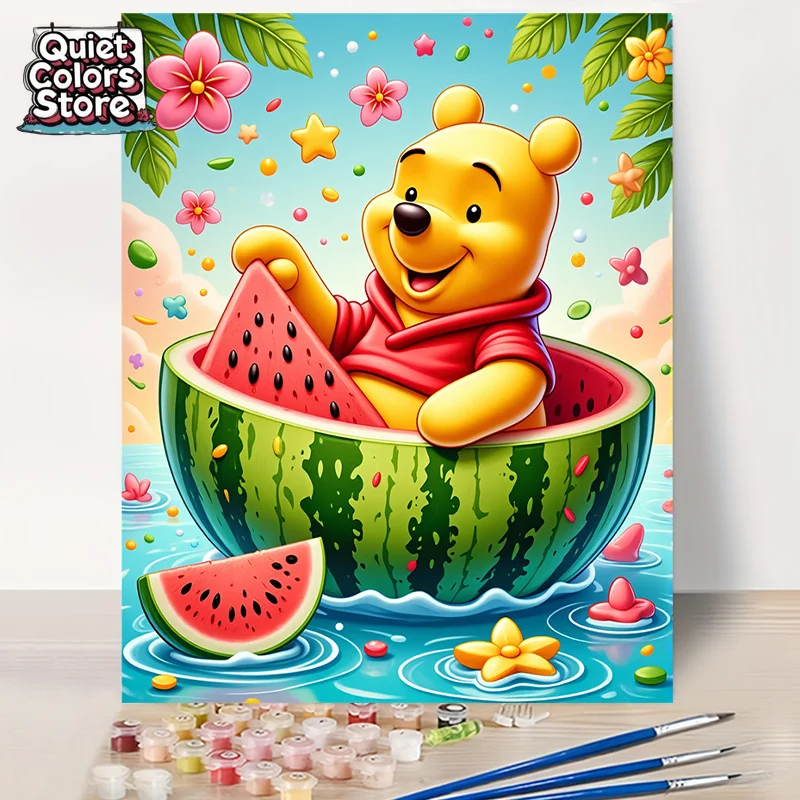 (Quiet Colors Store) DIY-Digital-Ölgemälde-Set, Winnie the Pooh, Größe 40 x 50 cm/15,7 x 19,6 Zoll, perfekt für Anfänger, rahmenlos