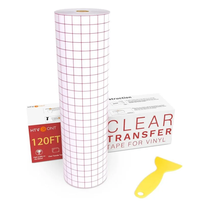 HTVRONT Transferband für Vinyl – 12 Zoll x 120 Fuß mit rotem Ausrichtungsgitter, Transferpapier, mittelgroßes Vinyl-Transferband zum Kleben Image