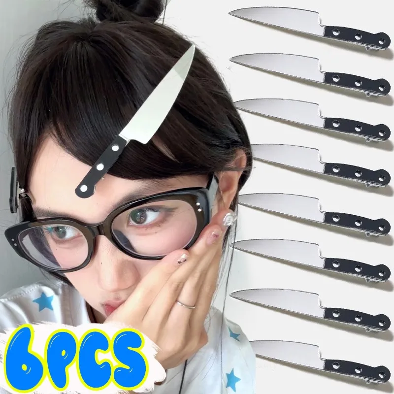 1/6Pcs Kreative Messer Haar Clips für Frauen Lustige Punk Gothic Pony Seite Haarnadeln Seltsame Messer Headwear Cosplay haar Zubehör