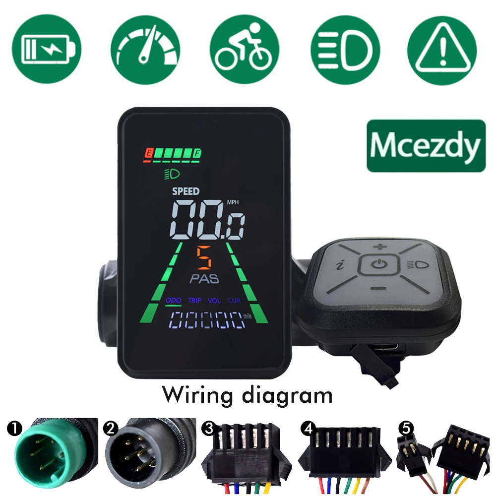 L5 LCD Display Meter Dashboard 24V 36V 48V 60V Elektrische Fahrrad Meter Display Panel für elektrische Roller Image