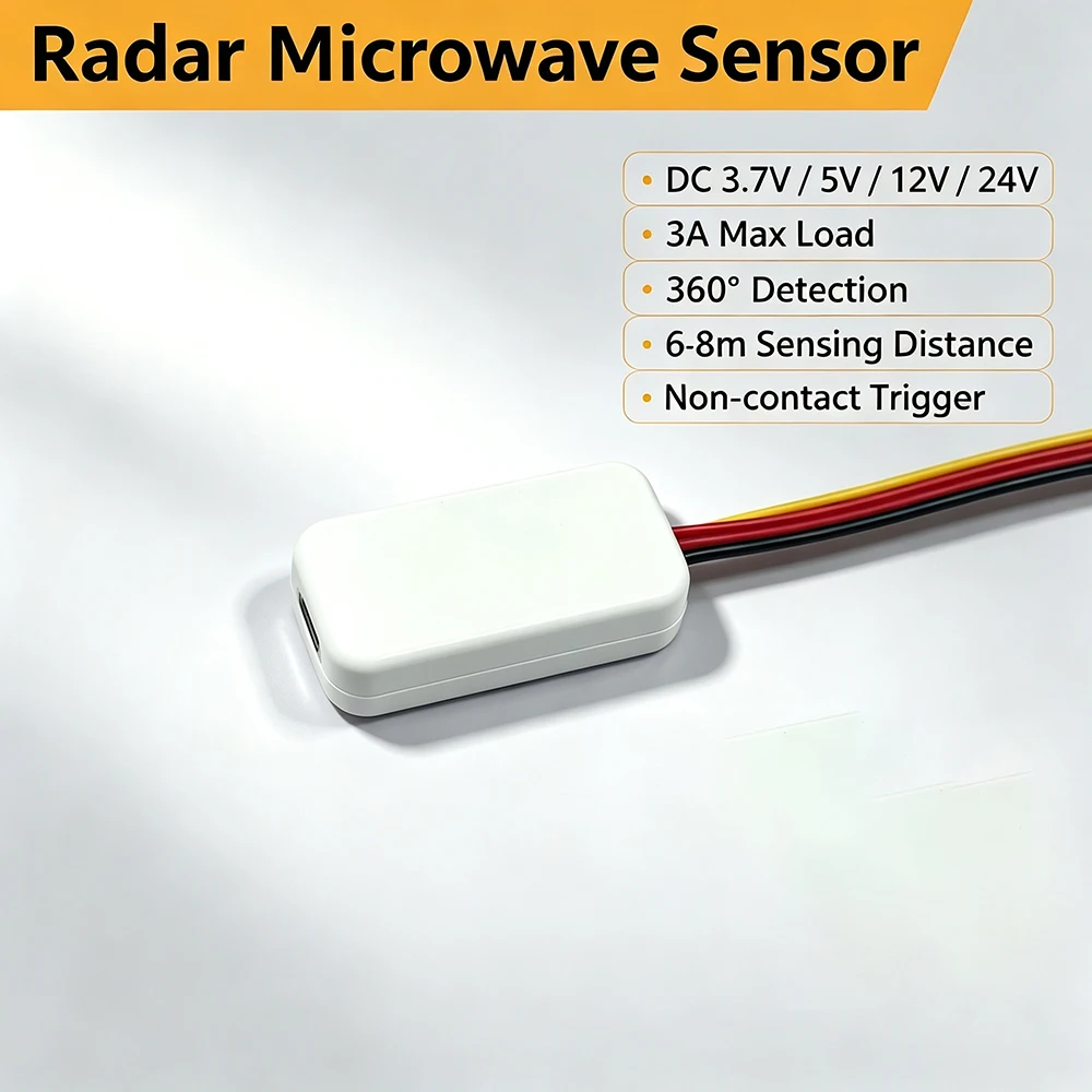 Radar-Bewegungsmelder Mini 360 ° Schalter 12V/24V DC 3A, durchdringt 25CM Wand/Glas, automatisches Ein-/Ausschalten, versteckte Installation