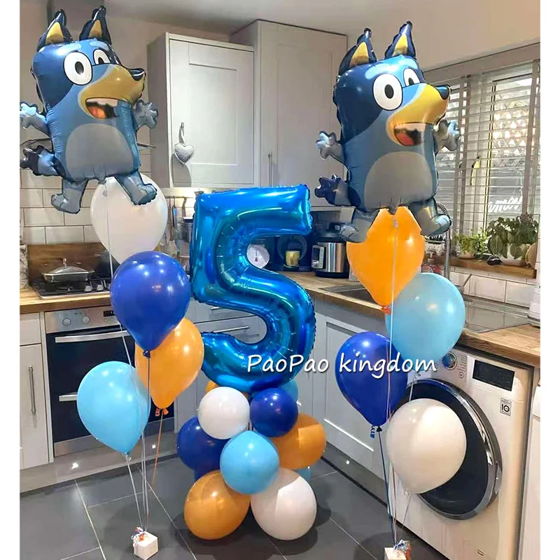 Cartoon Bluey Bingo Folienballons Themen-Zahlenballons Geburtstagsbedarf Babyparty-Dekoration Geschenke Image