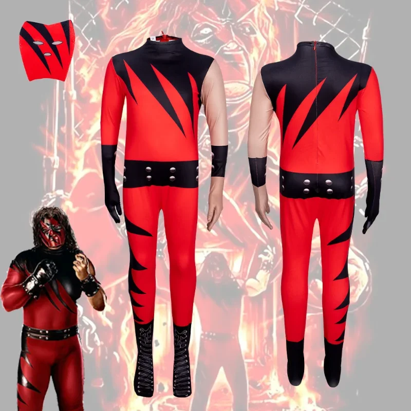 WWE Kane Cosplay Kostüm Wrestling Body für Mädchen Jungen Halloween Karneval Party Ganzkörper-Outfits mit Maske für Themenveranstaltungen Image