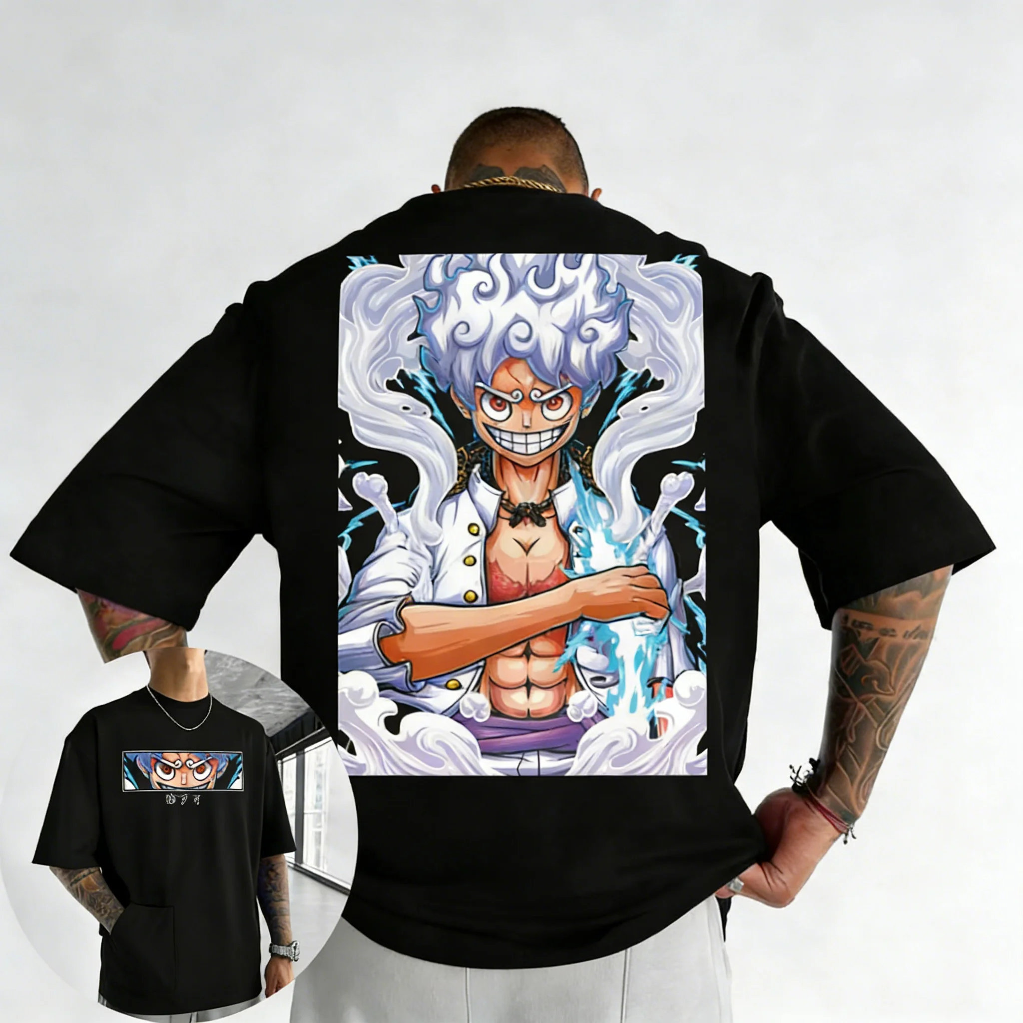 One Piece Anime Kreatives Farbdruck-Baumwoll-T-Shirt 2026 Sommer Unisex Street Hip Hop Locker Lässig Y2K Eltern-Kind-Oberteil