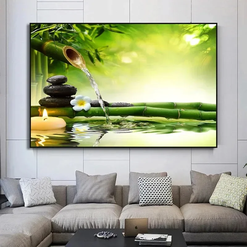 Leinwand Malerei Wand Kunst Zen Spa Stillleben Wasser Stein Bambus Bilder Buddhismus Poster Drucken Wohnzimmer Schlafzimmer Dekor Cuad