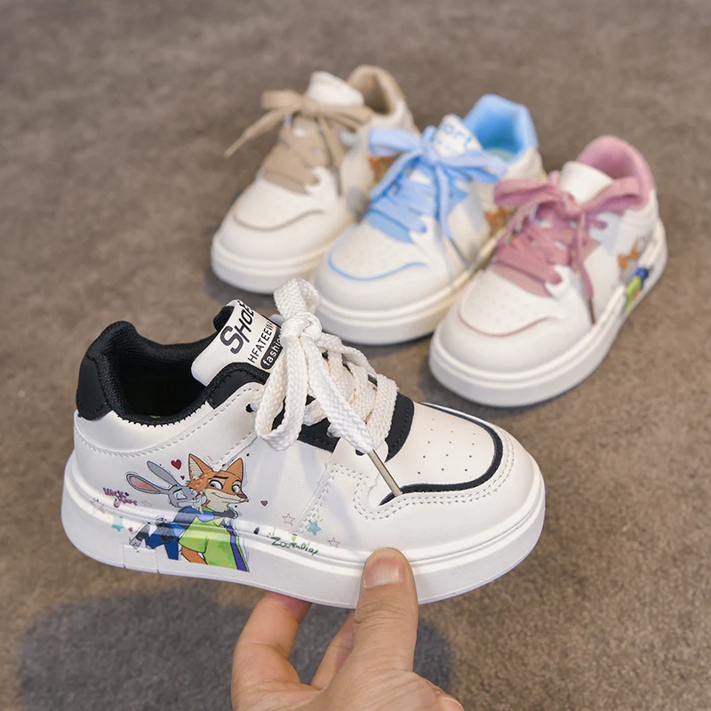 Disney Kinder-Schuhe mit drehbaren Knöpfen für Kinder, Cartoon-Design, Turnschuhe, Baby-Kleinkind-Schuhe, 1–6 Jahre, Zootopia-Sportschuhe, Größe 26–37