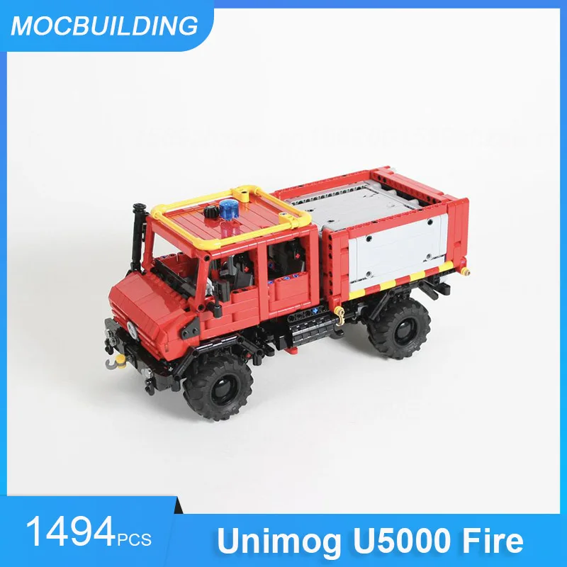 MOC Bausteine Unimog U5000 Feuerwehrauto 1:21 Maßstab Modell DIY Montieren Ziegel Transport Pädagogisches Spielzeug Geschenke 1494PCS Image