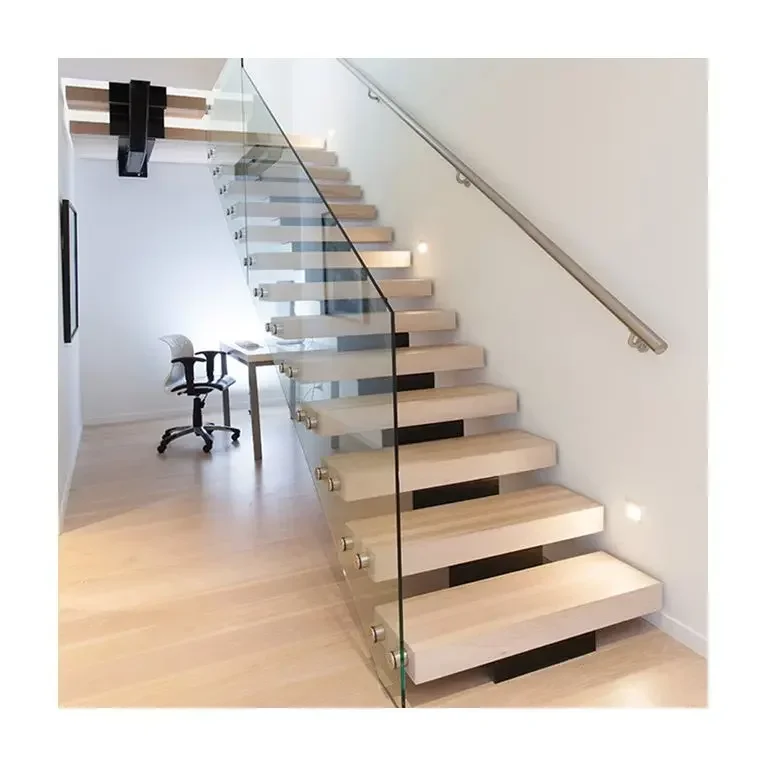 Sicherer Fabrikpreis, maßgeschneiderte Einzelschnur-Treppentreppe, hochwertige, gerade Treppen mit quadratischem Rahmen für Häuser