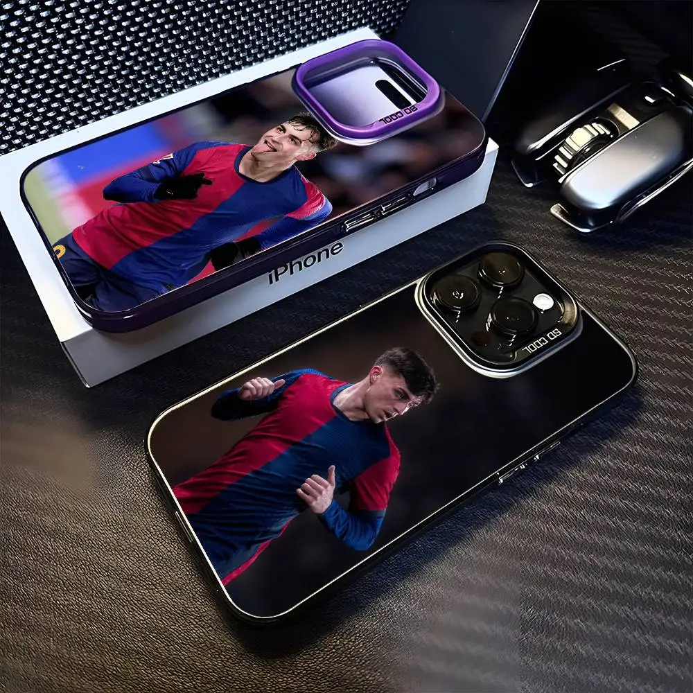 Fußball B-Barcelona P-Pedri 8, Handyhülle für iPhone 17, 16, 15, 14, 13, 11, Plus, Pro Max, lila, matt, stoßfest Image