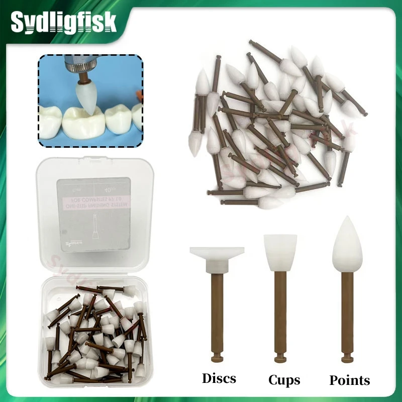 40 Teile/schachtel Dental Polierer Verbund Polieren Finisher Tassen Punkte Scheiben Einstufige Finishing System RA Schaft Zähne Polnischen Zahnarzt Image