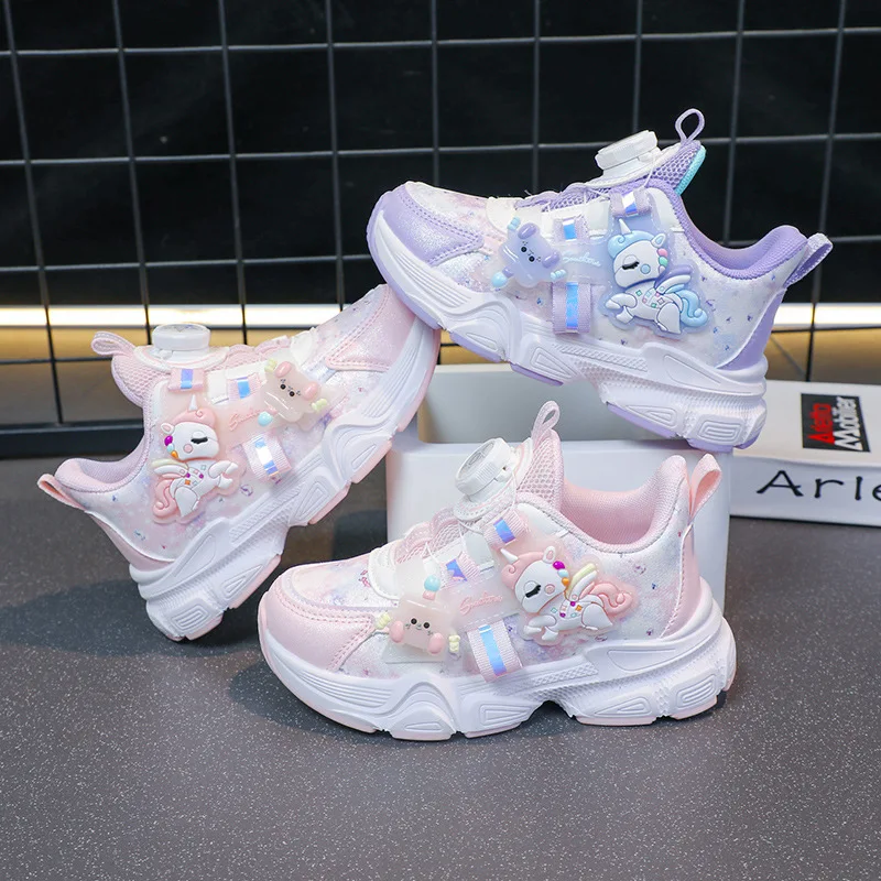 Freizeitschuhe für Kinder, Turnschuhe, LED-Licht, Cartoon, My Melody ​ PU-Leder für Mädchen, rutschfest, atmungsaktiv, rosa lilafarbene Schuhe, Größe 26–37