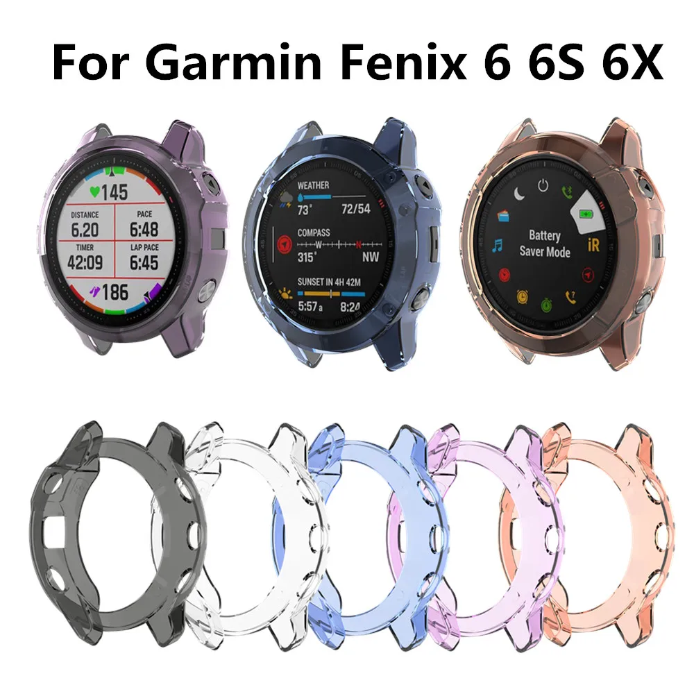Schutzhülle für Garmin Fenix 6 6s 6x Smartwatch-Schutz rahmen weiche kristall klare TPU-Gehäuse abdeckung für 6 Pro 6s Pro 6x Pro Image
