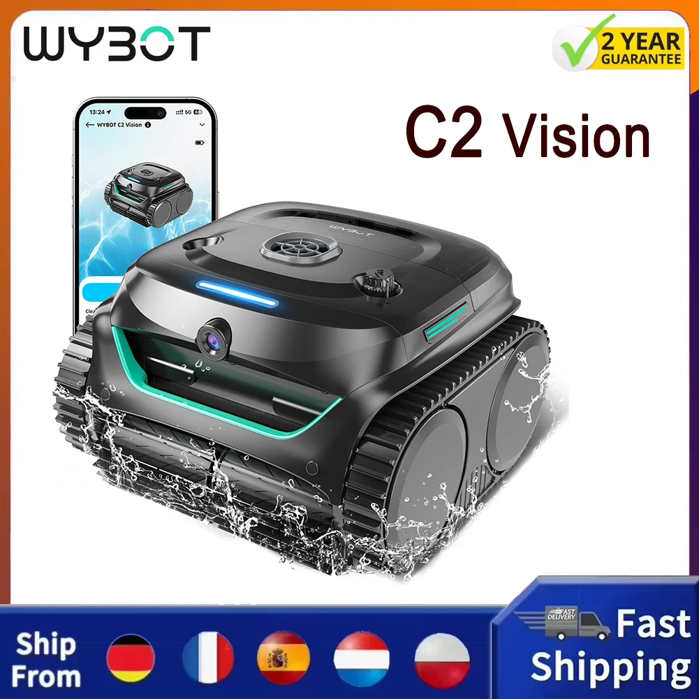 WYBOT C2 Vision Akku-Poolroboter, Vakuum- und Schmutzerkennung, KI-Kamera, zweischichtige Filtration, bürstenlose Motoren, leistungsstarke Absaugung Image