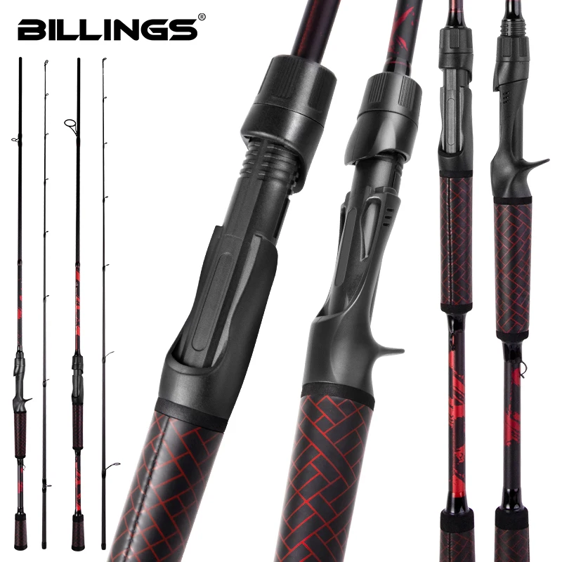 BILLINGS NEUE Carbon-Angelrute, 2 Abschnitte, 1,8 m/6 ft, 2,1 m/7 ft, Spinning-Casting-Köder-Angelrute, 7–21 g, Bassforelle, M-Angelrute