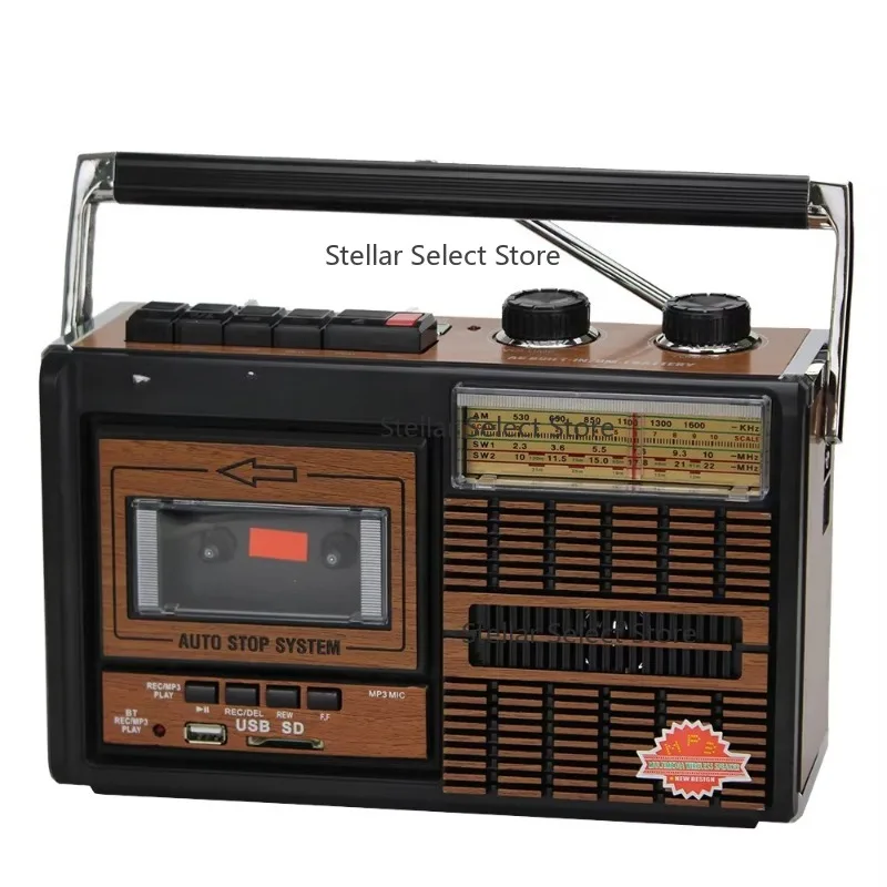 BT Retro Radio Kassettenspieler-Recorder mit AM/SW/FM-Radio, analoger Tuning, integriertem Lautsprecher, USB-TF-AUX-Eingang