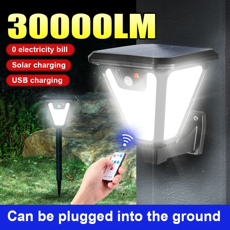 30000LM 100 LED Solar Licht Motion Sensor Outdoor Fernbedienung Wasserdichte Wand Licht Flutlicht Garten Hof Straße Solar Lampe