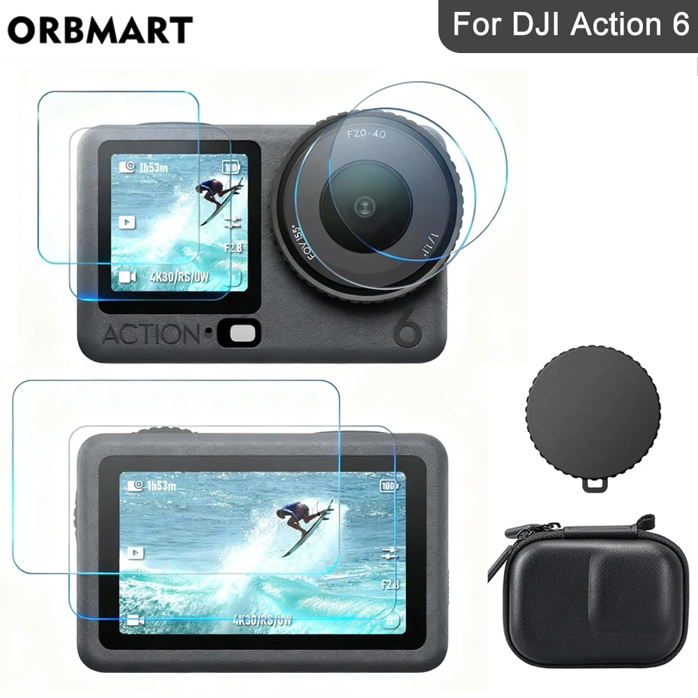 Displayschutzfolie für DJI Osmo Action 6, gehärtetes Glas, Objektivdeckel, Tragetasche, Schutzhülle für DJI Action 6-Zubehör Image