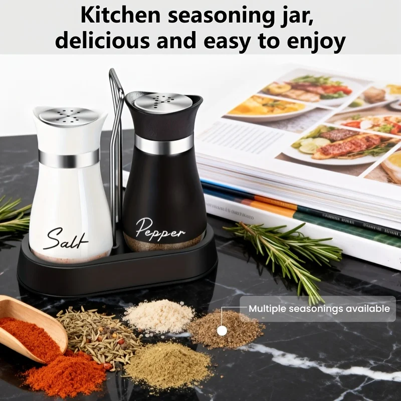 1Set Gewürzflaschen, versiegelte Glas-Gewürzflasche, feuchtigkeitsbeständig, nachfüllbar, Salz- und Pfefferspender, Küche, Kreuzkümmel-Seeing-Dose Image