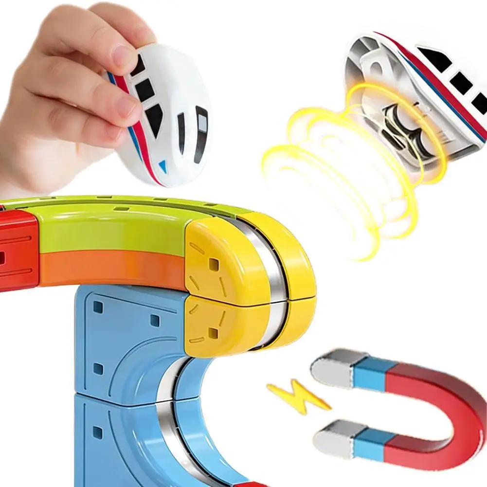 Wiederaufladbarer Magnetischer Zug für Kinder mit Magnetischer Schiene Elektrischer Motorisierter Antrieb Lehrreiches Bauspielzeug Zubehör Image