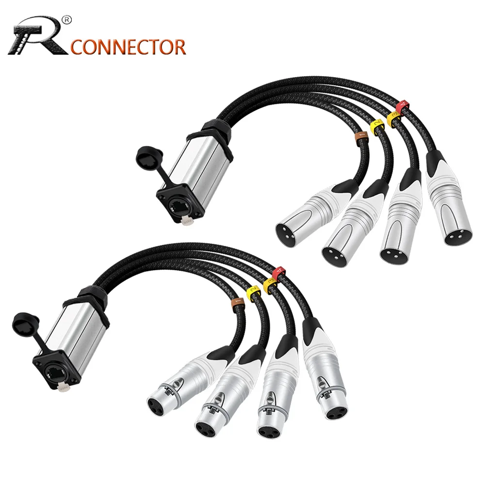 Cat6 RJ45 STP-Klinkenbuchse auf 4-Kanal-XLR-Stecker/Buchse, verlängertes 4-Kanal-3-Pin-XLR-Sound-Bühnennetzwerk/Audiosignalkabel Image