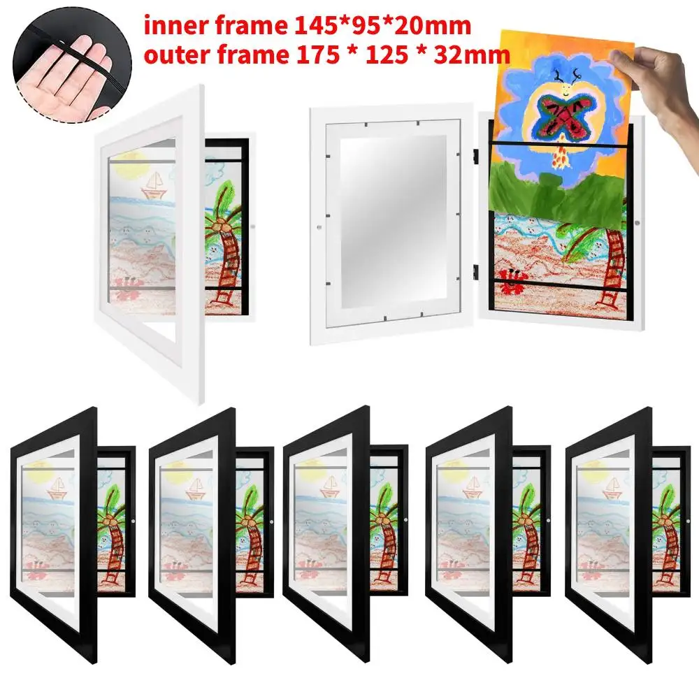 Kinder-Kunstrahmen, magnetisch, vorne offen, veränderbar, Kinderrahmen für Kunstposter, Foto, Zeichnen, Gemälde, Display, Heimdekoration Image