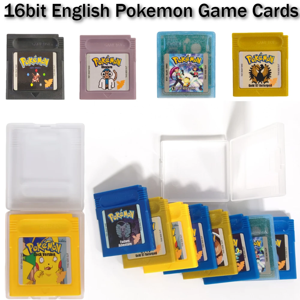 GBC Pokemon Series Game Cartridge USA Version 16-Bit Video Game Console Card Cock Version Gold Silver 97 Bronze 2 for GBC GBA