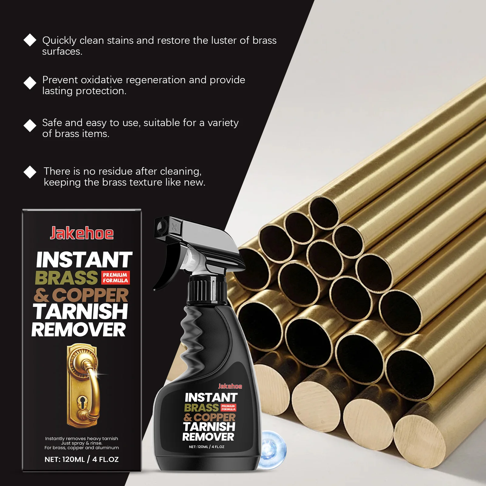 Der Messing-Oxidationsreiniger stellt den Messingglanz wieder her, ohne die Oberfläche zu verletzen. Entfernt schnell oxidierte Flecken. Reinigender Rostentferner Image