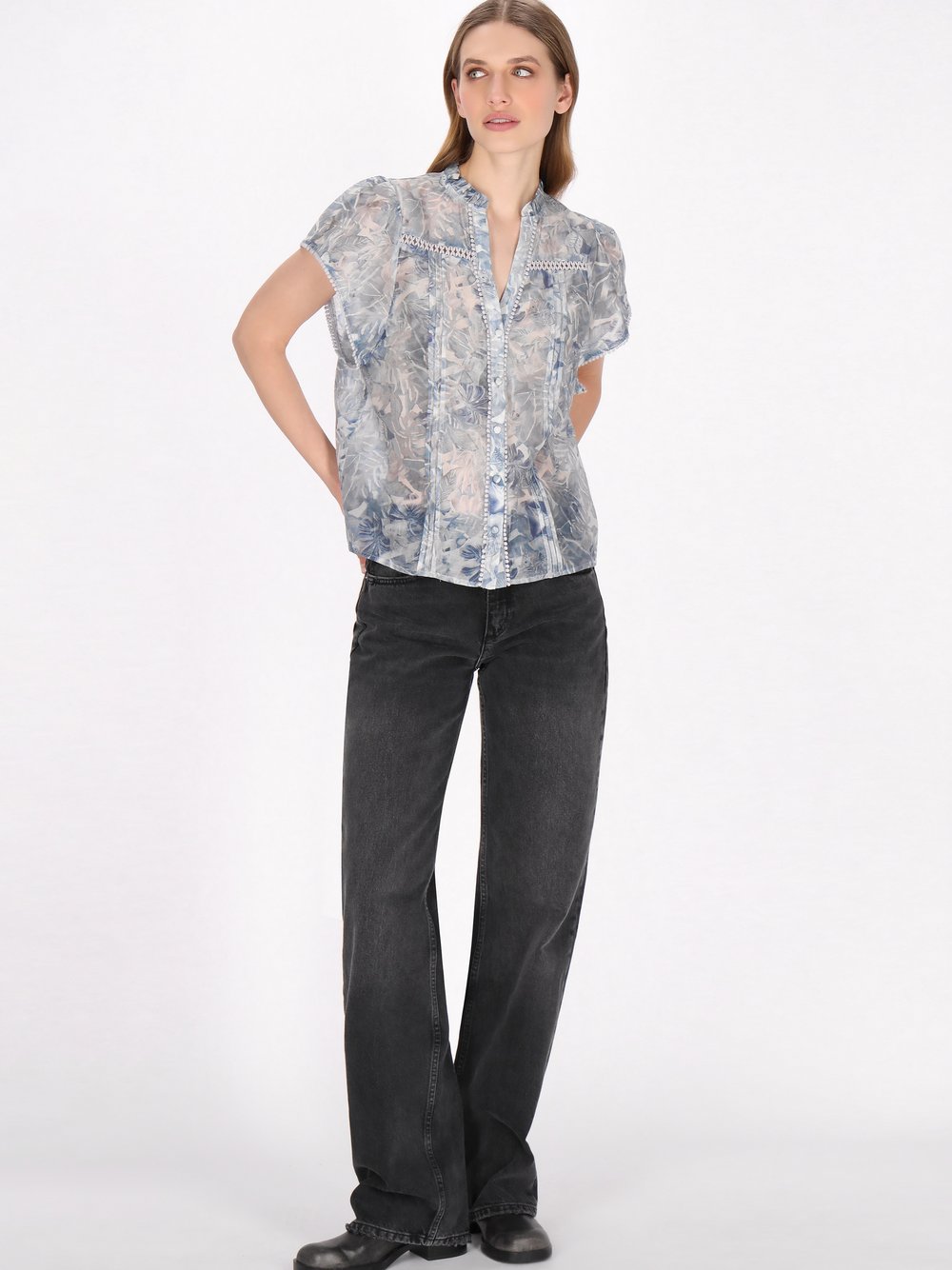 Dreimaster Bluse Damen hellblau, M Image