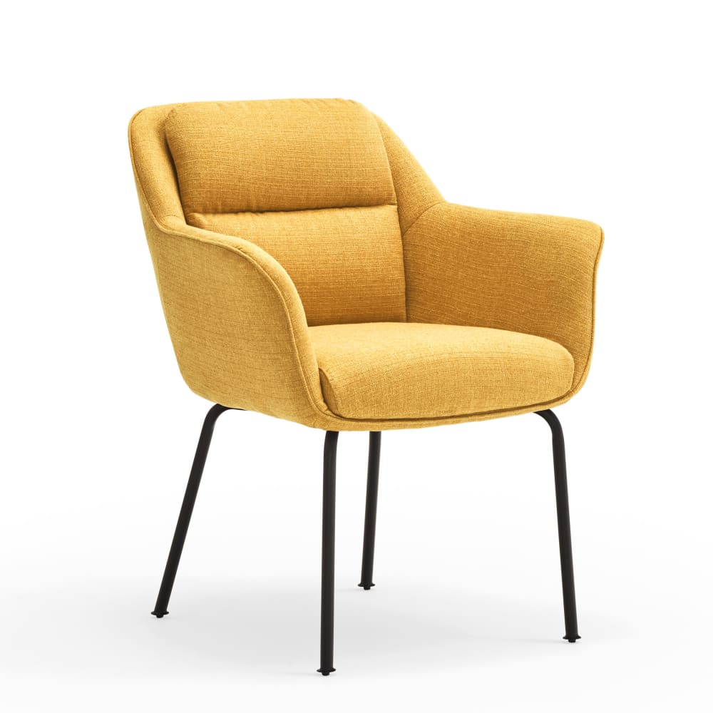 Lot de 2 chaises rembourré en moutarde et pied en métal