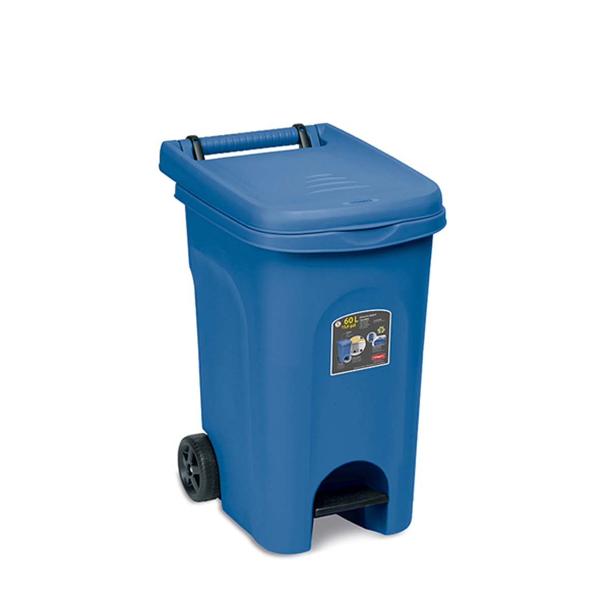 Stefanplast Urban Eco System 60L Abfalleimer mit Capri Blue Pedal Image