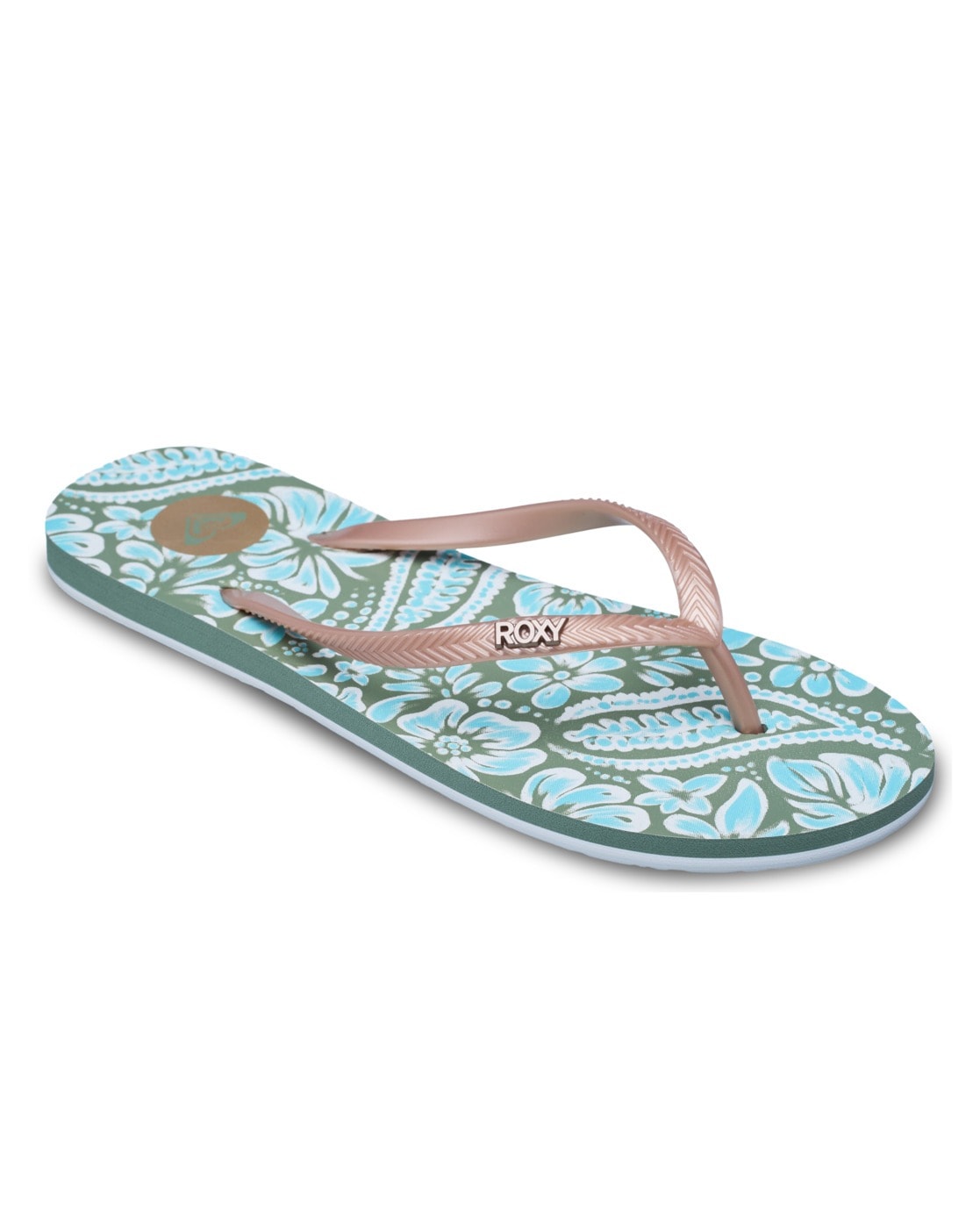 Sandale ROXY "Mauricia", Damen, Gr. 10 (41), oil grün, Obermaterial:Obermaterial: 95% Tr/ 5% Metallnieten, Futter: 100% Synthetik Tr, Laufsohle: 100% Eva;, Schuhe Sandale