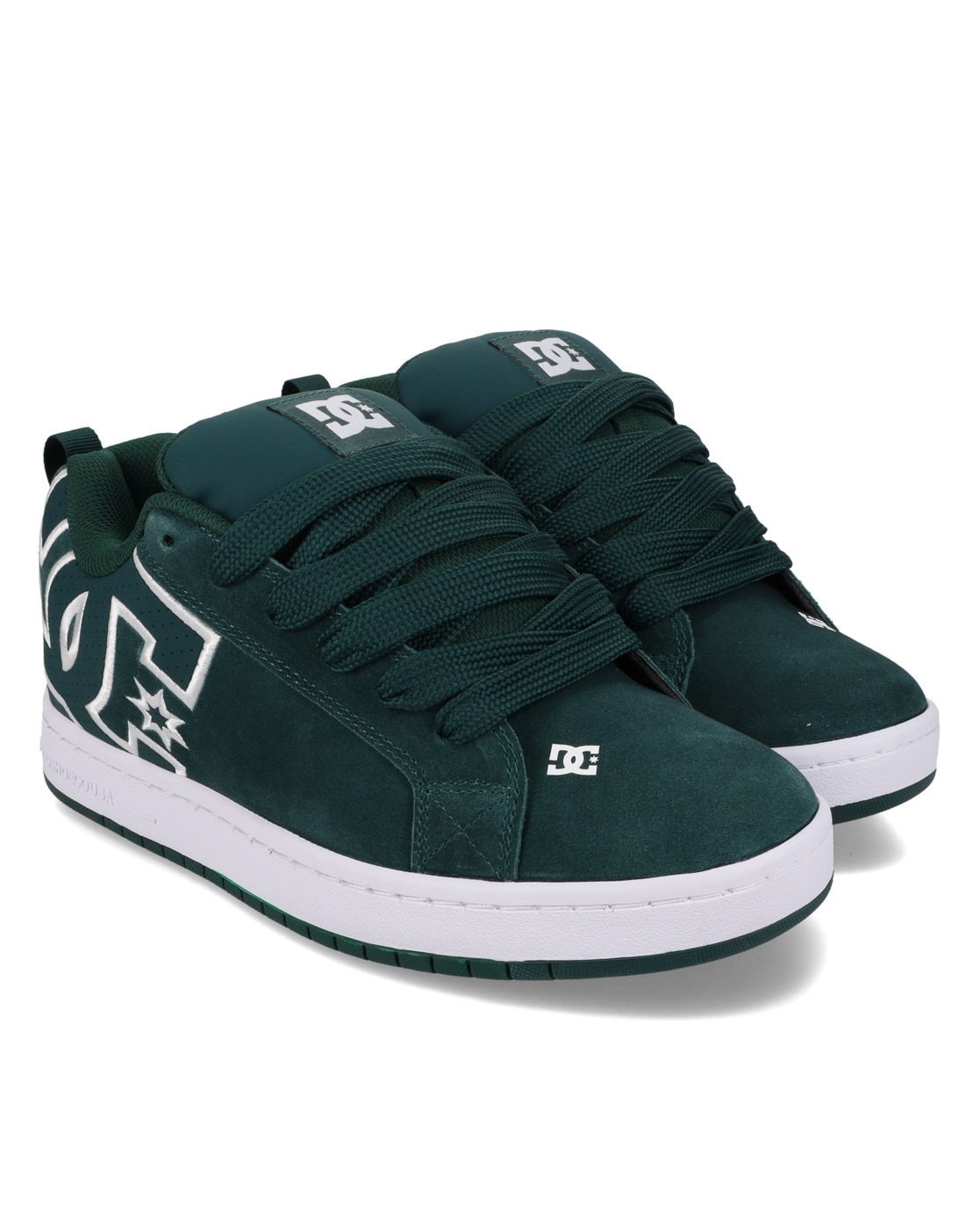 Sneaker DC SHOES "Court Graffik", Herren, Gr. 4(36), dunkelgrün, weiß, Obermaterial:Obermaterial: Leder (Kuh) / Futter: Textil / Außensohle: Gummi;, Schuhe Sneaker